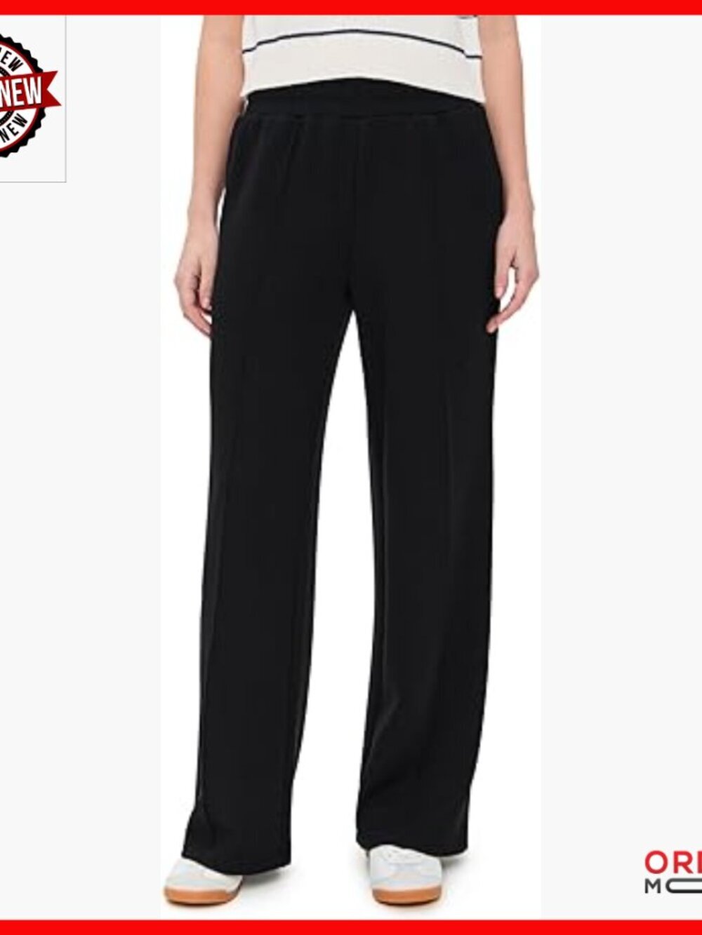 High-Rise Wide Leg Pants, 30 Inseam, Stretch Jersey, Elastic Waist